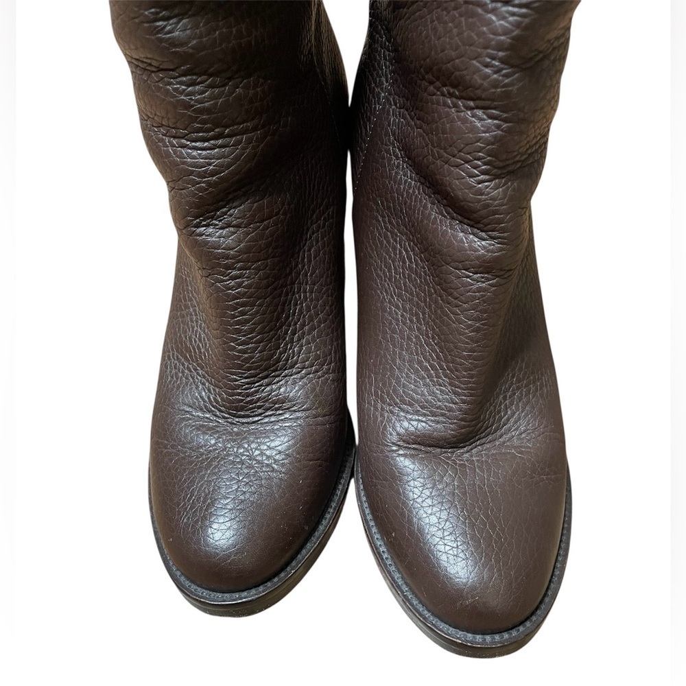 Aquatalia Beryl Brown Pebbled Leather Heeled Boots Size 7 1/2 Made In Italy - Picture 9 of 13